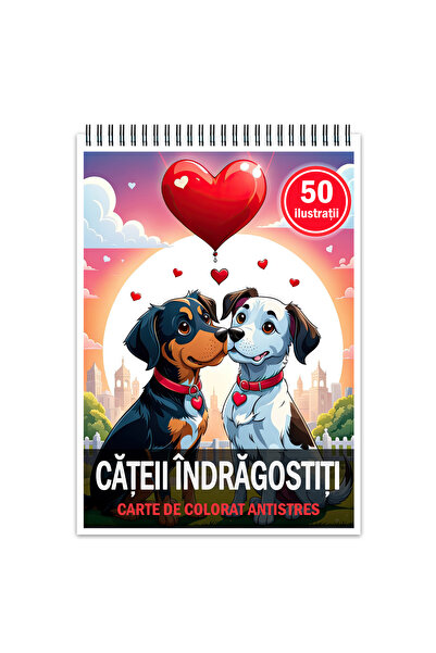 Legendary Gifts Антистресова книжка за оцветяване, 50 илюстрации, Влюбени кучета