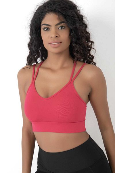 bazaar-turkey all you need Sport Crop Bustier with Cross Back Detail 5800 Neon Coral