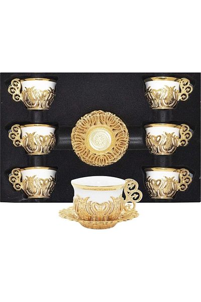 E orient Turkish Coffee Presentation Set Metal Coffee Cup Set Arabian Coffee Cup Set of 6