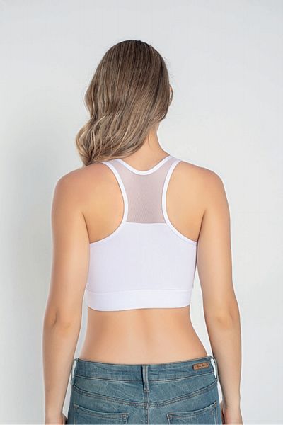 inkasole Tulle Detailed Women's Crop Bustier 5910 White