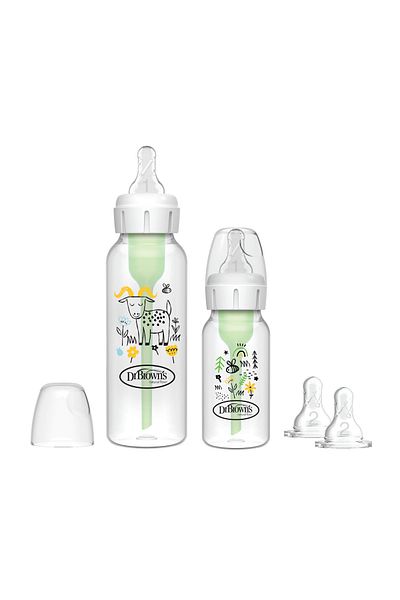 Dr.Brown's Narrow Mouth Anti-Colic Options+ Patterned Baby Bottle Set