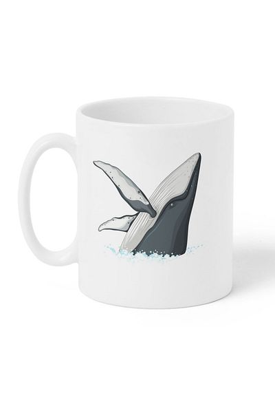 LOWHA 11 oz Ceramic Mug with Whale Design