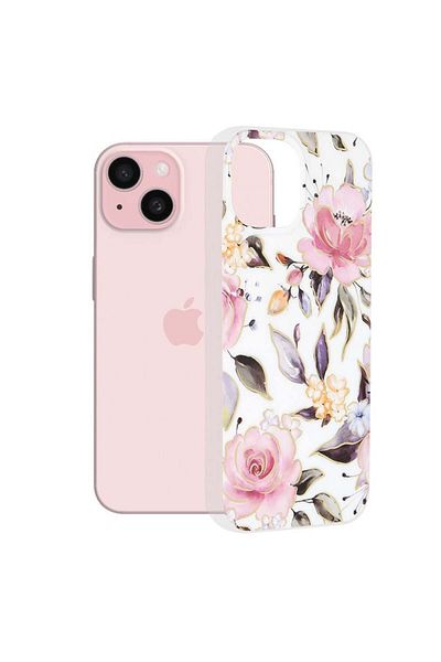 Techsuit Case for iPhone 15 - Techsuit Marble Series - Chloe White