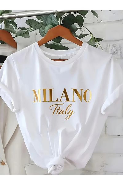 Pink Sky Cotton Oversize Milano Italy Gold Short Sleeve Crew Neck Casual Casual T-Shirt