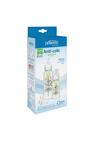 Dr.Brown's Narrow Mouth Anti-Colic Options+ Patterned Baby Bottle Set