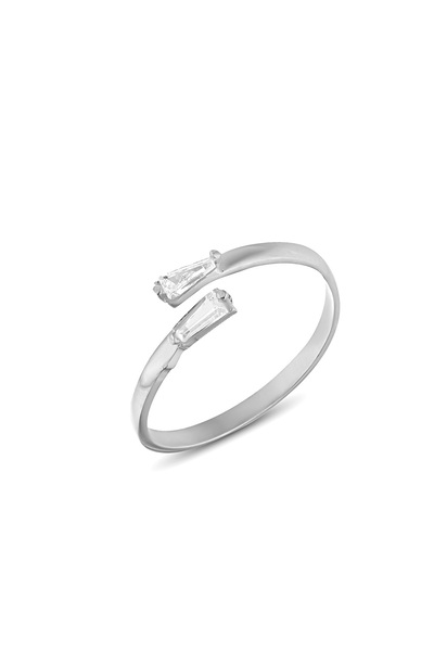 Zanaatsilver 925 Ayar Gümüş Ayarlanabilir İki Trapez Taşlı Yüzük