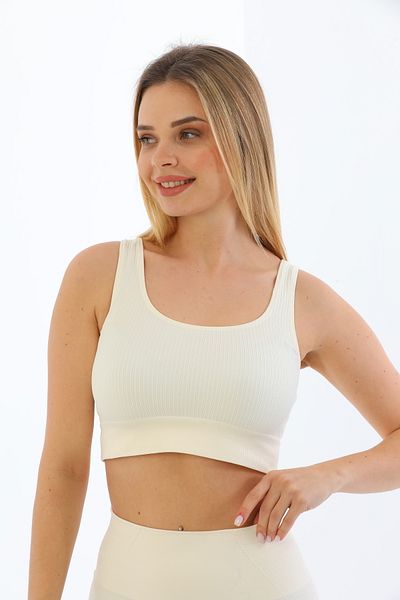 inkasole Thick Strap Ribbed Crop Bustier 5700 White