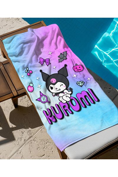 hediyechy Kuromi Themed Beach Towel