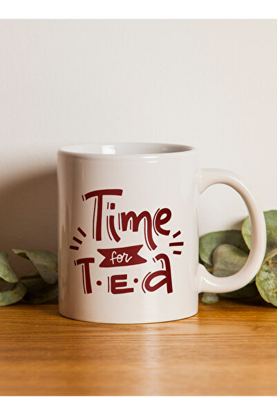 LOWHA 11 oz Ceramic Mug with Time For Tea Design