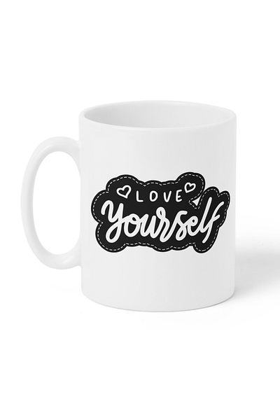 LOWHA 11 oz Ceramic Mug with Love Yourself Design