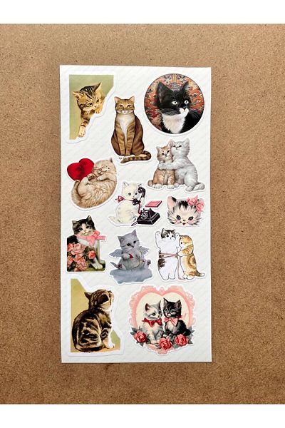 hdsticker 72 Pieces Vintage Cat Sticker - Agenda, Bullet Journal, Phone, Laptop, Notebook, Retro, Decor Sticker