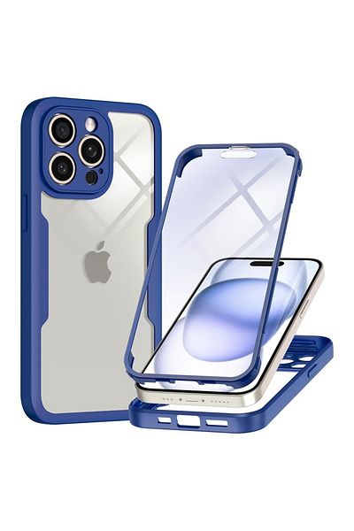 Techsuit IPhone 15 Pro Case + Screen Protector - Techsuit ColorVerse 360 Series - Blue