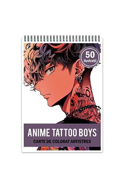 Legendary Gifts Βιβλίο ζωγραφικής κατά του στρες, 50 εικόνες, Anime Tatoo Boys
