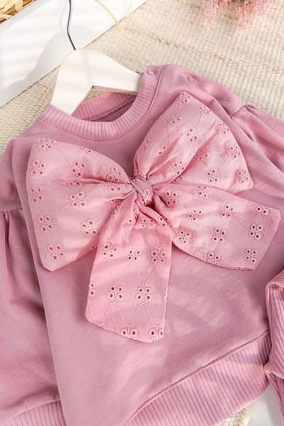 Babymod 100% Cotton 2-Piece Baby Girl Set with Bow Pink