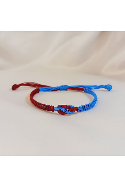 Crystal Atelier Claret Red Blue Infinity Figured Handmade Unisex Macrame Fan Bracelet-Trabzonspor Bracelet