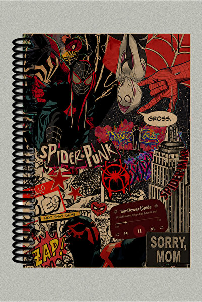 Ludios Spiderpunk Kolaj Spiralli A5 Çizgisiz Kraft Kapaklı Defter (200 Sayfa)