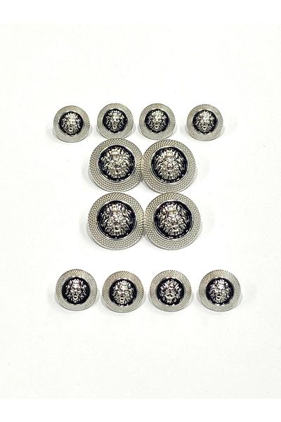 karantuhafiye Blazer Jacket Button Set 4+8 / Lion Model / Black Inside Silver