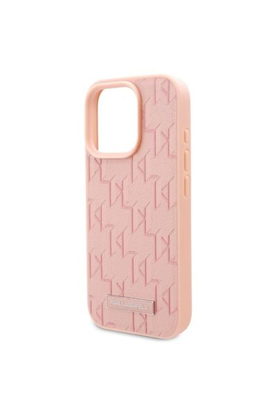 Karl Lagerfeld Husă pentru iPhone 16 Pro Max - Karl Lagerfeld din piele MagSafe (KLHMP16XPKHPORPP) - Ștampilare la cald roz