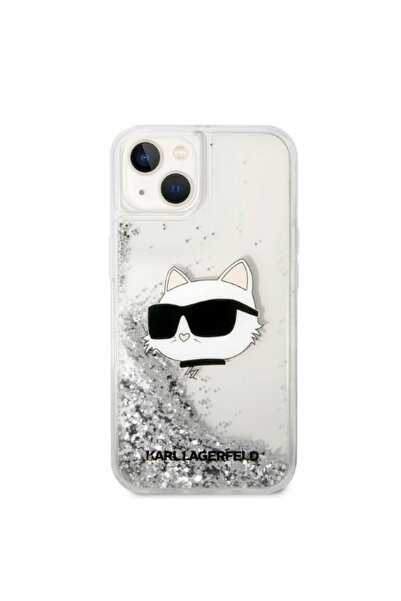 Karl Lagerfeld Carcasă pentru iPhone 14 Plus - Karl Lagerfeld Hardcase Glitter (KLHCP14MLNCHCS) - Cap de Choupette argintiu