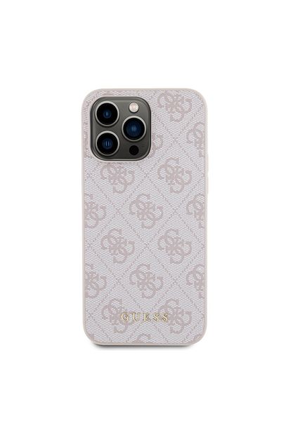 Guess Case for iPhone 15 Pro Max - Guess Hardcase 4G Metal Gold Logo (GUHCP15XG4GFPI) - Pink