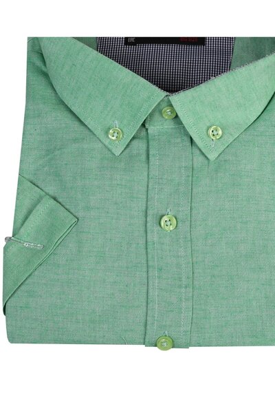 tambattal Plus Size Linen Shirt Short Sleeve Button Collar (Wide Relaxed Fit)