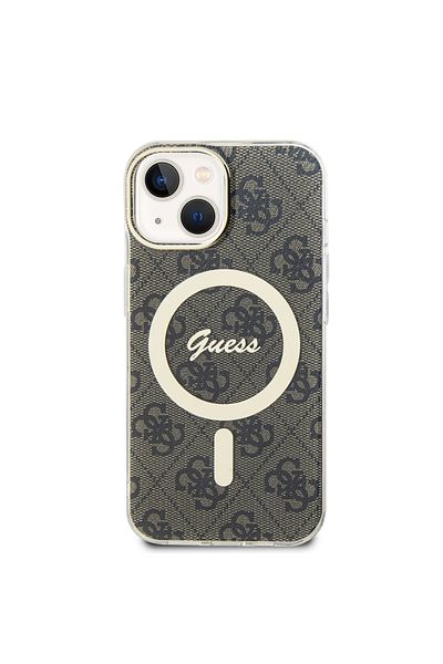 Guess Case for iPhone 15 Plus - Guess IML 4G MagSafe (GUHMP15MH4STW) - Brown