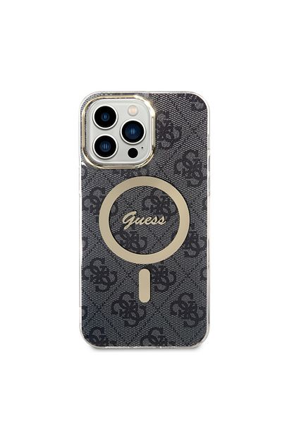 Guess Case for iPhone 16 - Guess IML 4G MagSafe (GUHMP16SH4STK) - Black