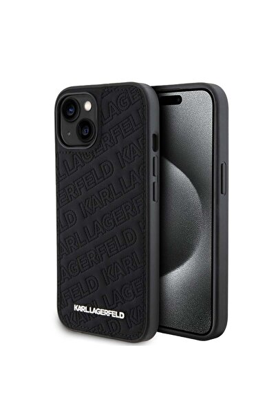 Karl Lagerfeld Θήκη για iPhone 15 - Karl Lagerfeld Διαγώνιος Καπιτονέ με Μοτίβο K (KLHCP15SPQKPMK) - Μαύρη