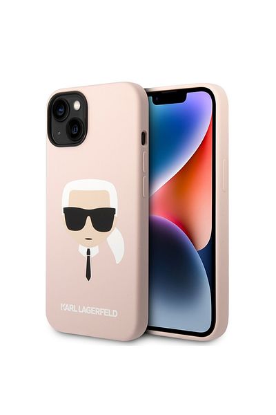 Karl Lagerfeld Carcasă pentru iPhone 14 Plus - Karl Lagerfeld Silicon (KLHCP14MSLKHLP) - Capul lui Karl roz