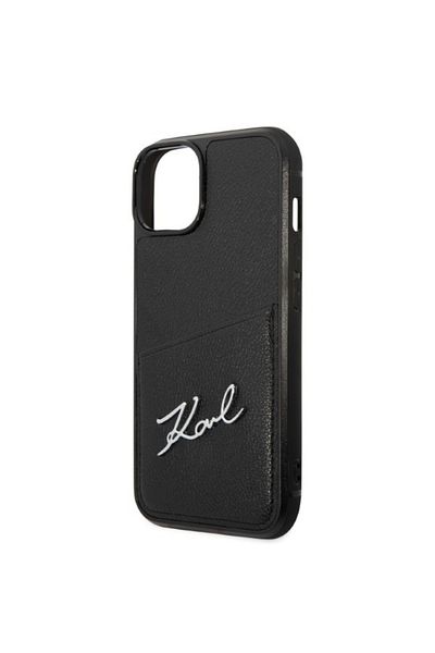 Karl Lagerfeld IPhone 14 Plus Case - Karl Lagerfeld Hardcase Leather Cardslots (KLHCP14MCSSK) - Signature Logo