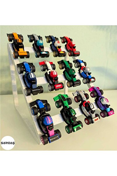 SARIBAŞ TEKNOLOJİ Yapım Oyuncakları 71049 - Koleksiyonluk Minifigür F1 Yarış Arabaları - 12'Li Sergi Standı