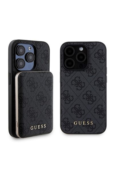 Guess Case for iPhone 15 Pro - Guess Hardcase Powerbank MagSafe (GUBPM5P15L4GEMGK) - Black
