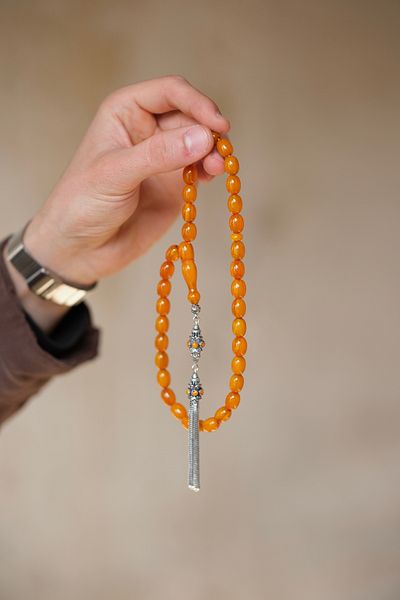 dergah tesbih Legendary Dough Squeeze Amber Silver Design Rosary