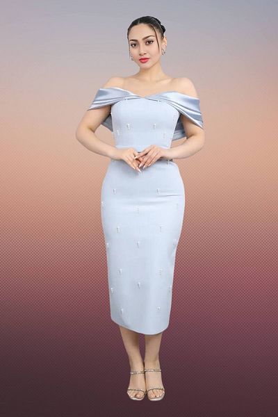 Moda Amore Special Collection – Μαύρο βραδινό φόρεμα με κέντημα με πέτρα και κομψό σχέδιο 405