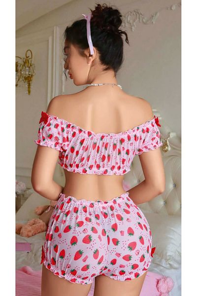 TİSTA Set de pantaloni scurți cu model căpșuni