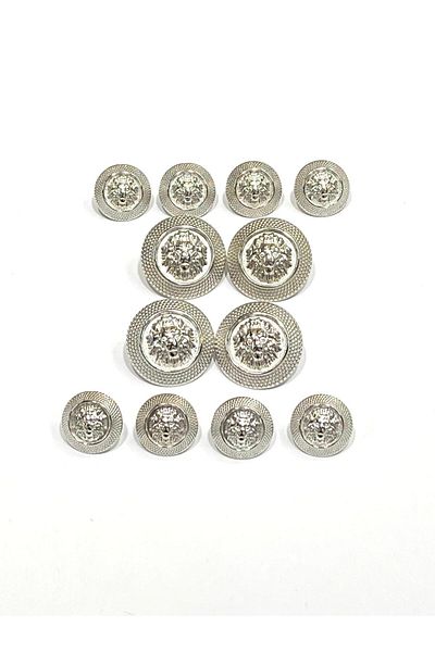 karantuhafiye Blazer Jacket Button Set 4+8 / Lion Model / Silver
