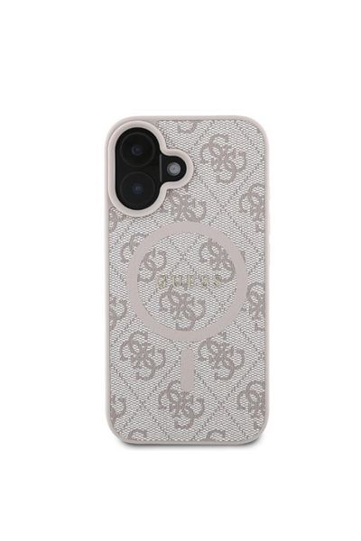 Guess Case for iPhone 16 - Guess 4G Ring Classic Logo MagSafe (GUHMP16SG4GFRP) - Pink