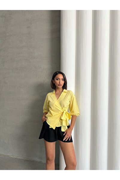 BEJNA Női sárga oldalra kötött ing