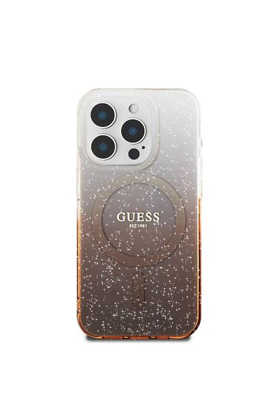 Guess Case for iPhone 16 Pro Max - Guess IML Glitter Gradient MagSafe (GUHMP16XHGRCELW) - Brown