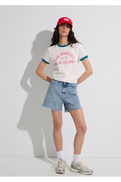 Mavi Tricou obișnuit cu imprimeu Los Angeles cu detaliu