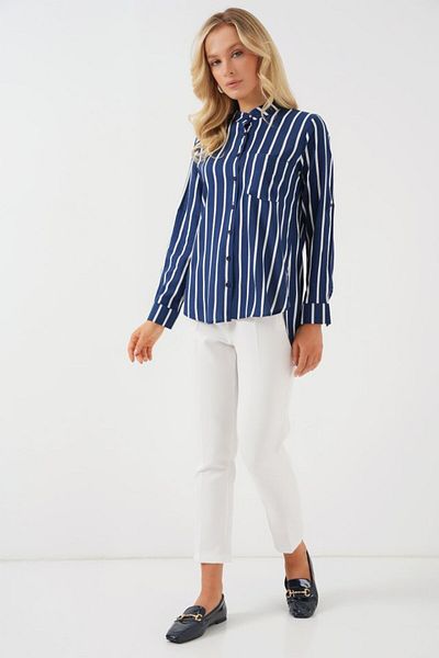 modaserdem Long Sleeve Striped Shirt 20283 - A.Navy Blue