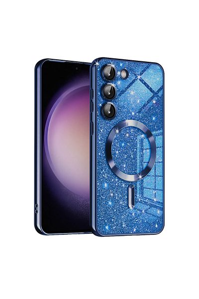 Techsuit Case for Samsung Galaxy S23 - Techsuit Luxury Glitter MagSafe - Deep Blue