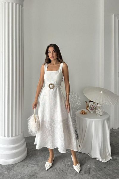 modaserdem Ecru Cup Long Dress