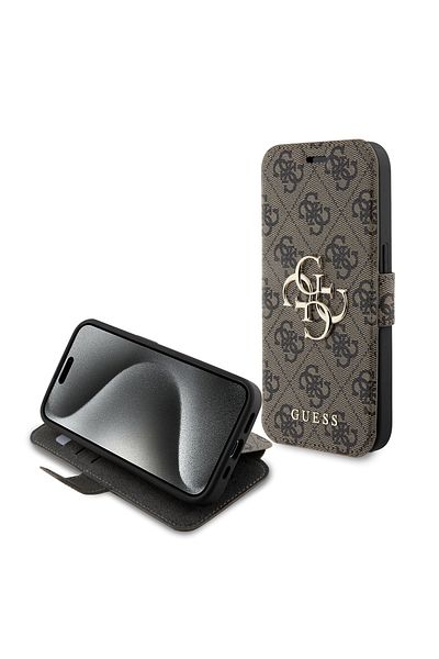 Guess Case for iPhone 15 Pro Max - Guess Book 4G (GUBKP15X4GMGBR) - Brown