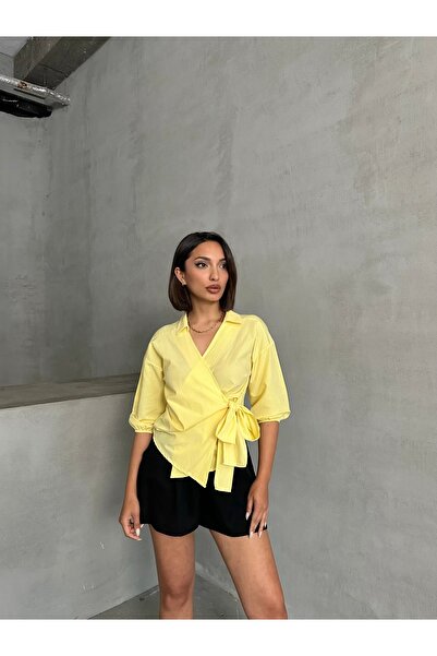 BEJNA Női sárga oldalra kötött ing