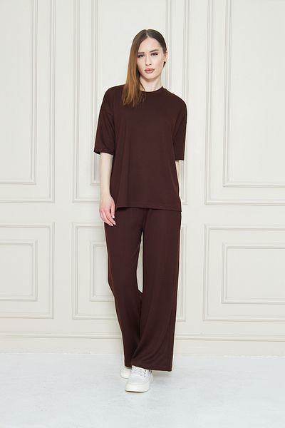 Zuzu Women's Plain Oversize Modal Fabric Short Sleeve Tracksuit Set