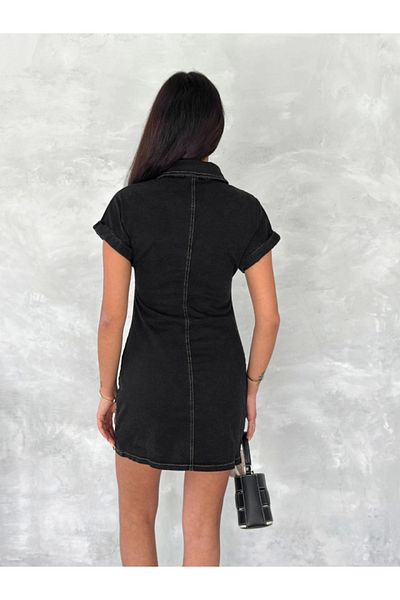 modaserdem Φόρεμα Lycra από ύφασμα Mini Denim με κοντό μανίκι - Μαύρο
