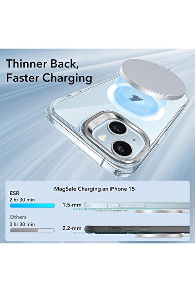 ESR Case for iPhone 15 Plus - ESR Classic Hybrid HaloLock Kickstand - Clear Blue