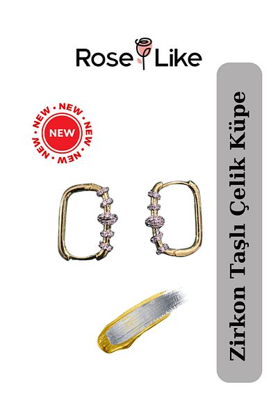 RoseLike Zircon Stone Steel Earrings