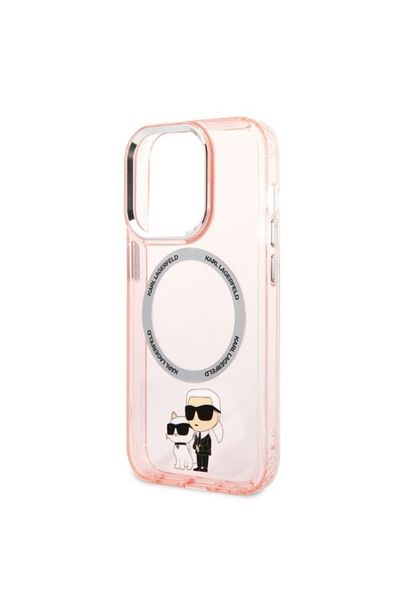 Karl Lagerfeld Carcasă pentru iPhone 14 Pro - Karl Lagerfeld Hardcase MagSafe (KLHMP14LHNKCIP) - Roz iconic Karl&Choupette